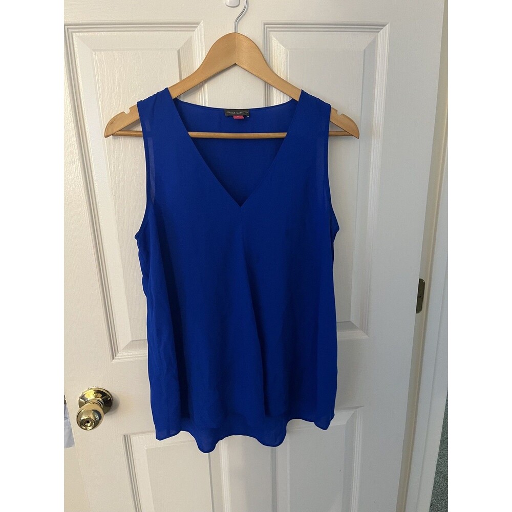 Vince Camuto Women's V-Neck Front Sleeveless Blouse Women's Size Medium (M) Blue